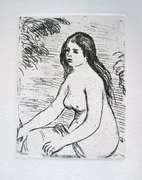 Pierre Auguste Renoir, 'Seated Nude' Etching