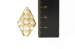 14K Yellow Gold Marquise Pearl Cluster Retro Cocktail Ring