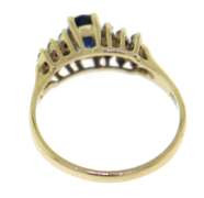 Formal Yellow Gold Blue Sapphire and Diamond Ring