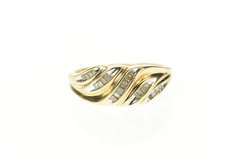 10K Yellow Gold Wavy Baguette Diamond Statement Band Ring