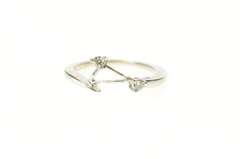 14K White Gold Diamond Inset Wrap Bypass Wedding Band Ring