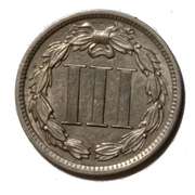 1889 BU Last Year 3 Cent Nickel