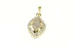 10K Yellow Gold Classic Squared Diamond Cluster Halo Pendant