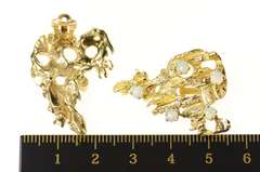 14K Yellow Gold Retro Opal Brutalist Abstract Clip Back Earrings