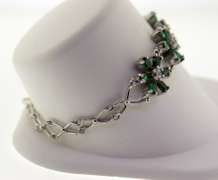 Sterling Silver Green Stone Floral bracelet