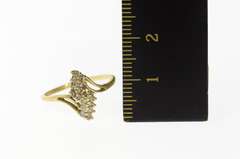 10K Yellow Gold Diamond Zig Zag Cluster Bypass Statement Ring