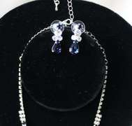 Sapphire Color Fashion Jewelry Neck Lace And Earrings