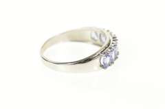 10K White Gold Oval Tanzanite Classic Simple Statement Band Ring