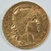 Lovely BU 1914 France 20 Francs Gold 'Rooster' coin
