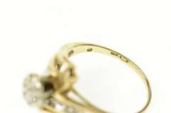 10K Yellow Gold Round Diamond Cluster Bypass Statement Ring