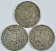 1885, 1886-O, & 1887 Morgan Silver Dollars. Nice circs