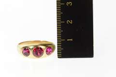 10K Yellow Gold 1930's Three Stone Syn. Ruby Statement Ring