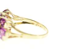 10K Yellow Gold Oval Tiered Purple Tourmaline Cluster Statement Ring