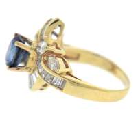 Romantic 18kt YG Round Cut Blue Sapphire and Diamond Accent Ring