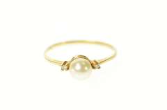 10K Yellow Gold Classic Pearl Diamond Accent Statement Ring