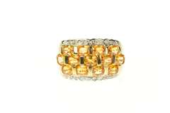14K Yellow Gold Tiered Oval Citrine Diamond Accent Statement Ring