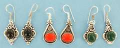 Silver and Natural Stone Earrings