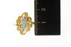 14K Yellow Gold Retro Two Tone Cluster Statement Ring