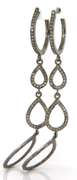 Flashy Silver Diamond Dangle Loopy Earrings