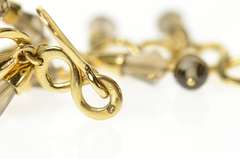 18K Yellow Gold Ornate Smoky Quartz Fringe Dangle Hook Earrings