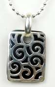 Sterling Filigree & Black Onyx Slide Pendant & Chain