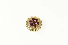 14K Yellow Gold Ornate Ruby Floral Motif Slide Bracelet Charm/Pendant