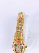 Ladies Geneva & Gemstone Watch, 18kt Gold Plated