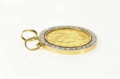 18K Yellow Gold 1899 Liberty Head Half Eagle $5 Coin Diamond Pendant