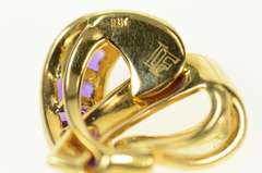 18K Yellow Gold Princess Amethyst Curvy Designer Heart Pendant