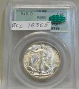 1946-D Walker Half Dollar PCGS MS-65 CAC cert, full GEM