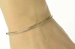 14K Yellow Gold Classic Oval Bangle Channel Cubic Zirconia Bracelet