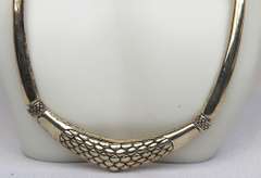 Vintage Sterling Silver Textured Collar Necklace