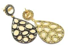 Handsome Sterling Silver Natural Citrine and Diamond Earrings