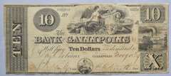 $ 10 Bank Of Gallopolis Ohio 1839 Note