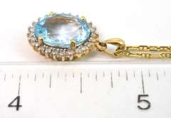 Vivid Blue Topaz & Diamond Necklace in 14KT Yellow Gold