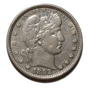 1892 Near Unc First Year Barber Quarter