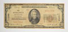 1929 $20 Seattle, Washington United States National Currency