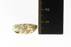 10K Yellow Gold Wavy Baguette Diamond Statement Band Ring