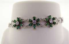 Sterling Silver Green Stone Floral bracelet