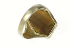 10K White Gold Art Deco Etched Tiger's Eye Soldier Cameo Ring
