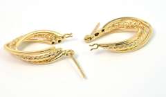 Elegant Elongated Hoop Earrings in Textured 14KT Yellow Gold