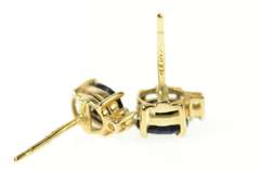 14K Yellow Gold Oval Sapphire Diamond Accent Stud Earrings