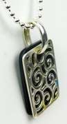 Sterling Filigree & Black Onyx Slide Pendant & Chain