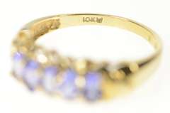 10K Yellow Gold Five Stone Tanzanite Classic Statement Band Ring