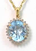 Vivid Blue Topaz & Diamond Necklace in 14KT Yellow Gold