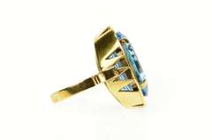 14K Yellow Gold 1940's 16.75 Ct Blue Topaz Cocktail Ring