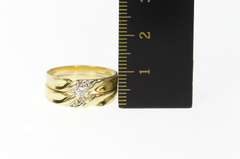 14K Yellow Gold Classic Simple Diamond Bridal Engagement Set Ring