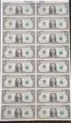 Uncut Sheet of 1 Dollar Bills 16 total 1981 Series