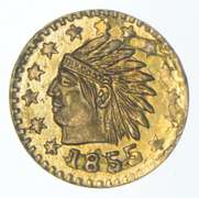 1855 Indian Head California Territorial Gold Round