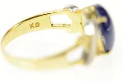 14K Yellow Gold Retro Two Tone Men's Syn. Blue Star Sapphire Ring